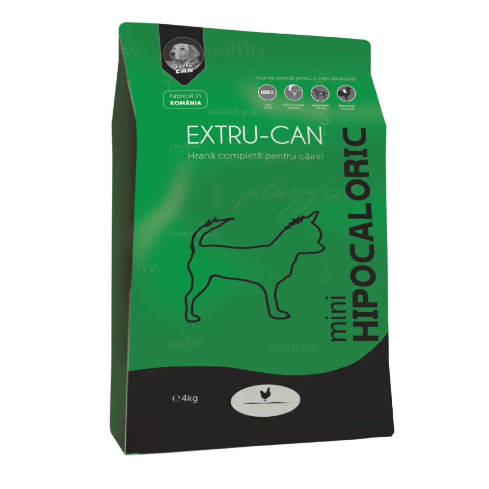Extru-Can Mini Adult Hipocaloric, hrana uscata pentru caini de talie mica, 4 kg