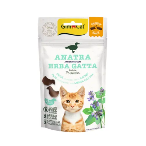Recompense pentru pisici Gimcat Crunchy rata si catnip 50 g