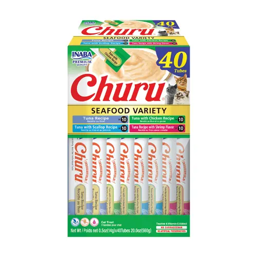 Churu Cat Varieties Recompense Cremoase cu Ton si Fructe de Mare 40 buc