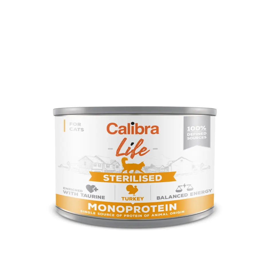 Hrana umeda pisici, Calibra Cat Life Sterilised Turkey, 200 g