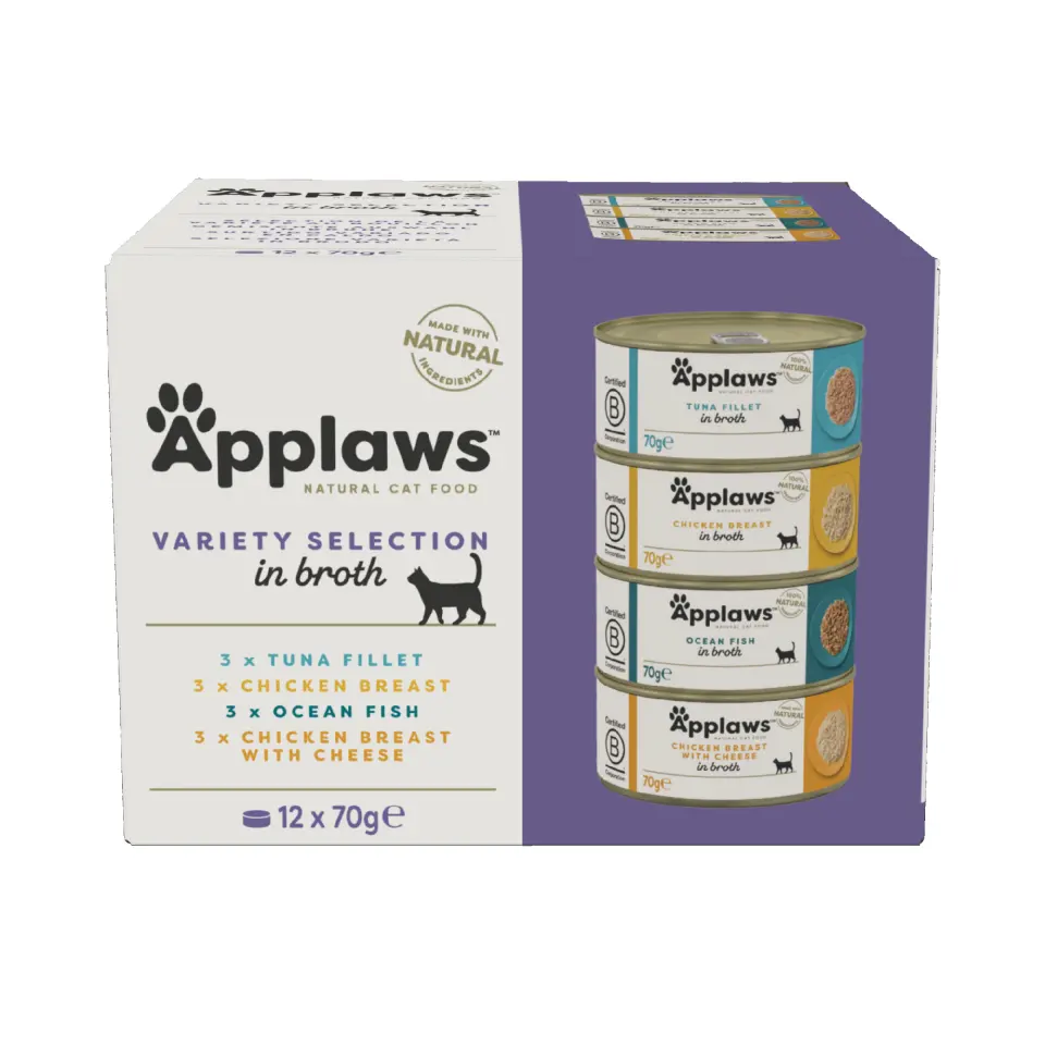 Hrana umeda pisici, Applaws Cat Adult Cu Ton, Pui & Peste Marin, Multipack Conserve, 12 x 70 g