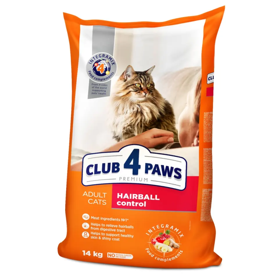 CLUB 4 PAWS Premium Hairball, Pui, hrană uscată pisici, limitarea ghemurilor de blană