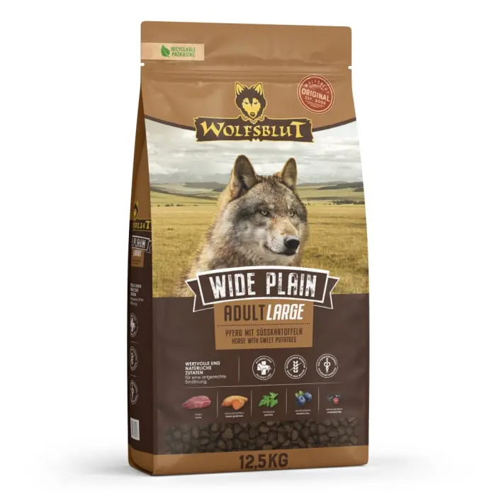 Hrana uscata pentru caini Wolfsblut Wide Plain Large Breed cu carne de cal 12,5 kg