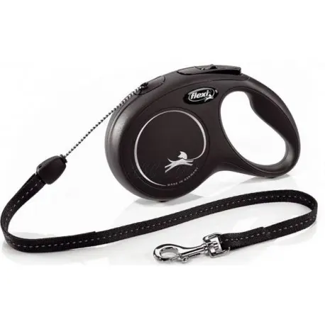 Lesa retractabila, neagra, pentru caini cu greutate de pana la 8 kg, lungime 3 m