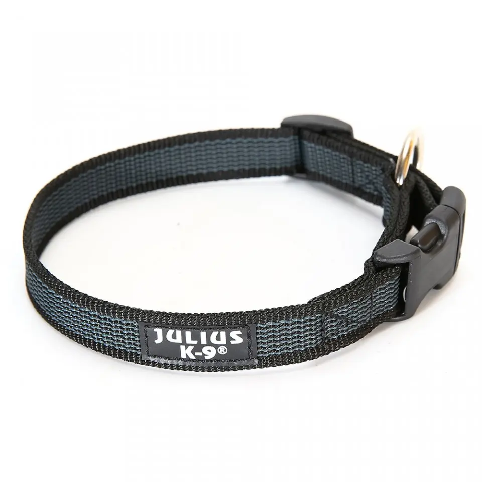 Zgarda nylon, gri, confortabila, 25 mm x 39-65 cm