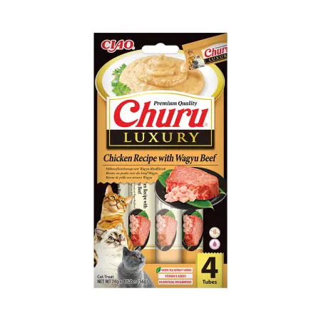 Churu Luxury, Recompensa Cremoasa Pisici, Ton si Vita Wagyu, 14 g x 4 buc