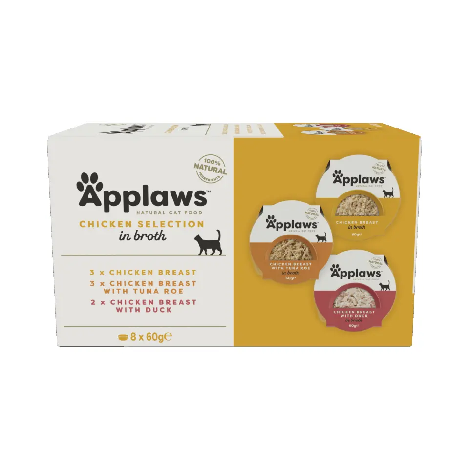 Hrana umeda pisici, Applaws Cat Adult Selectie Pui, Multipack Boluri, 8 x 60 g