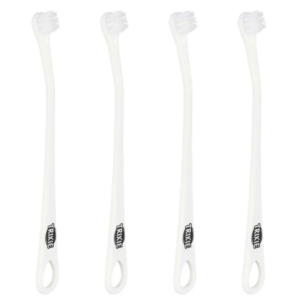 Set Periuta De Dinti Trixie pentru Caini si Pisici Mici, 15 cm, 4 buc Alb 25621