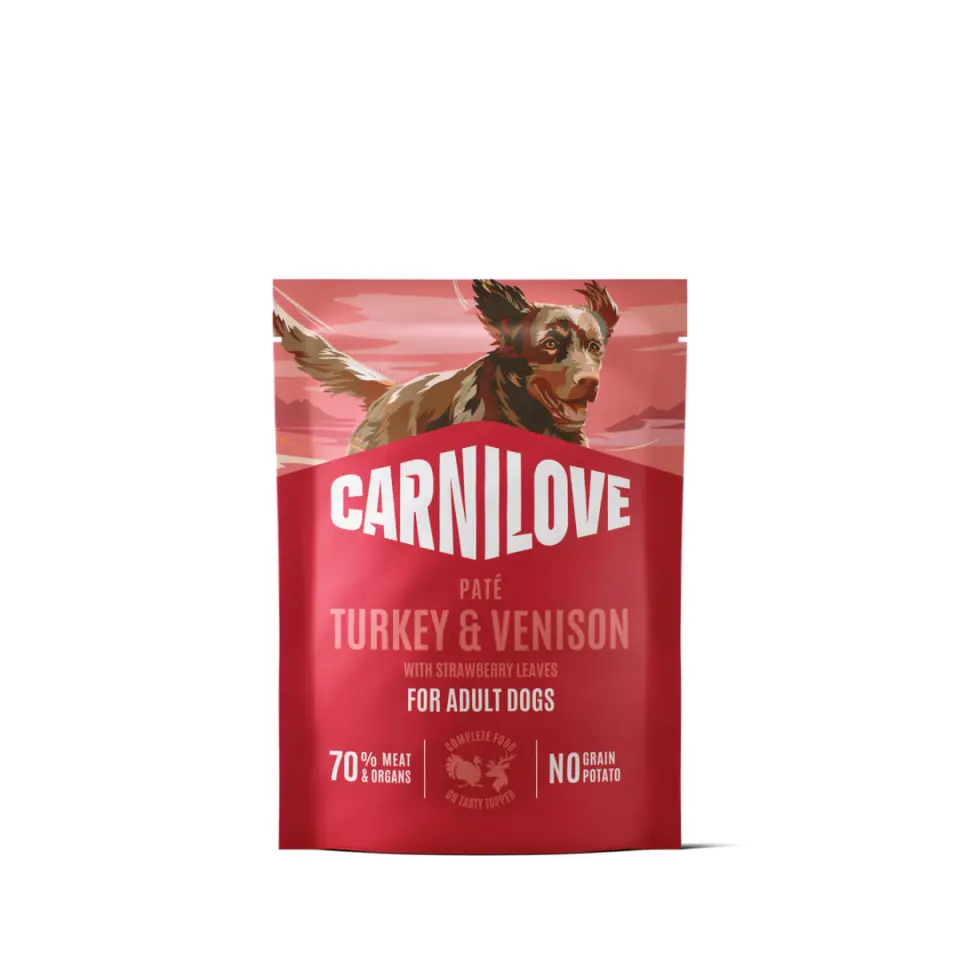 CARNILOVE, XS-XL, Curcan și Vânat, plic hrană umedă fără cereale câini, (pate), 300g