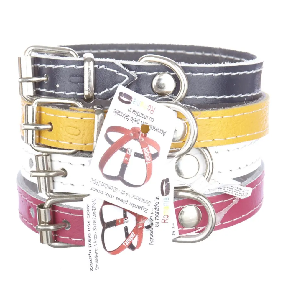 Zgarda piele 1,4 cm/30 cm nr 0 mix color