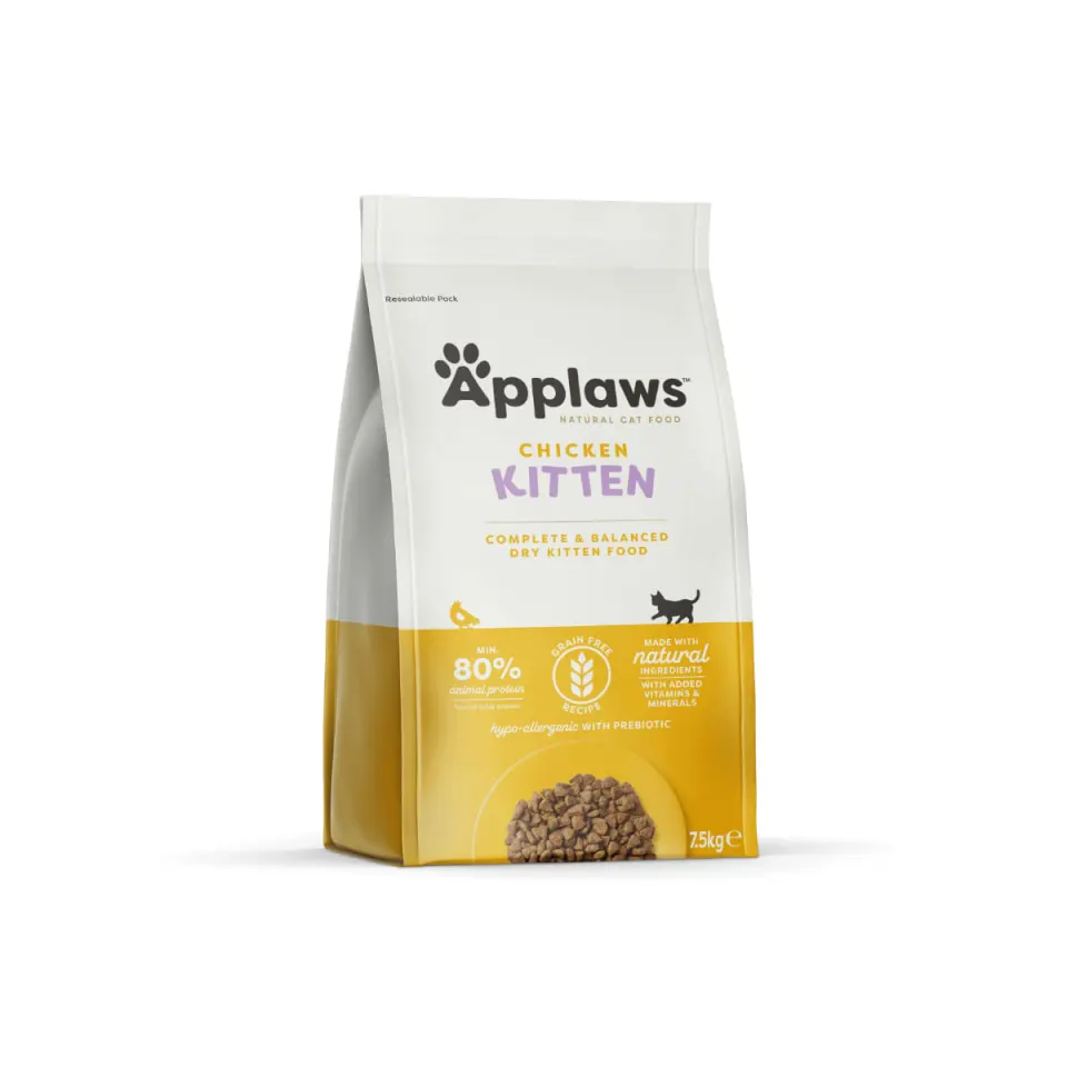 APPLAWS Kitten, Pui, hrană uscată fără cereale pisici junior, 7.5kg