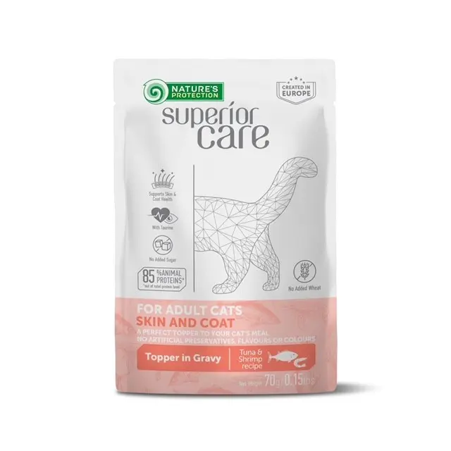 Gustari pentru pisici adulte, Nature's Protection, ton si creveti, 70 g