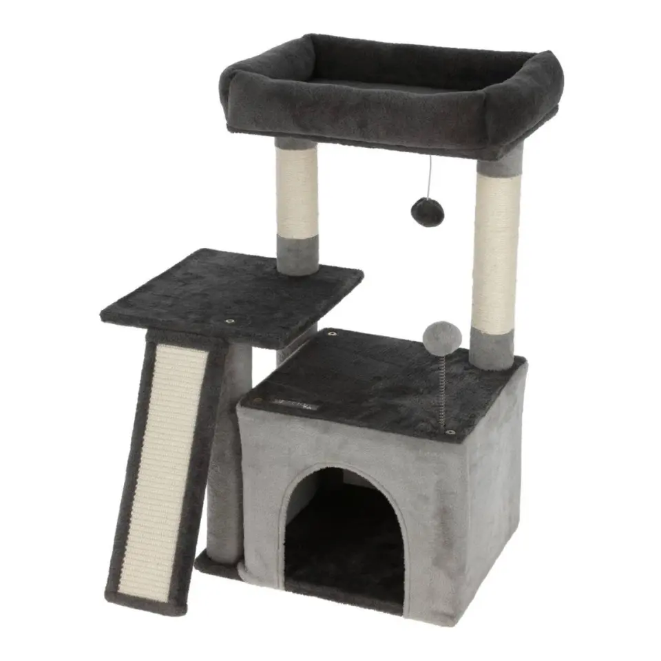 Ansamblu de joaca pentru pisici - Rosalie, gri antracit - 42 x 34 x 76 cm