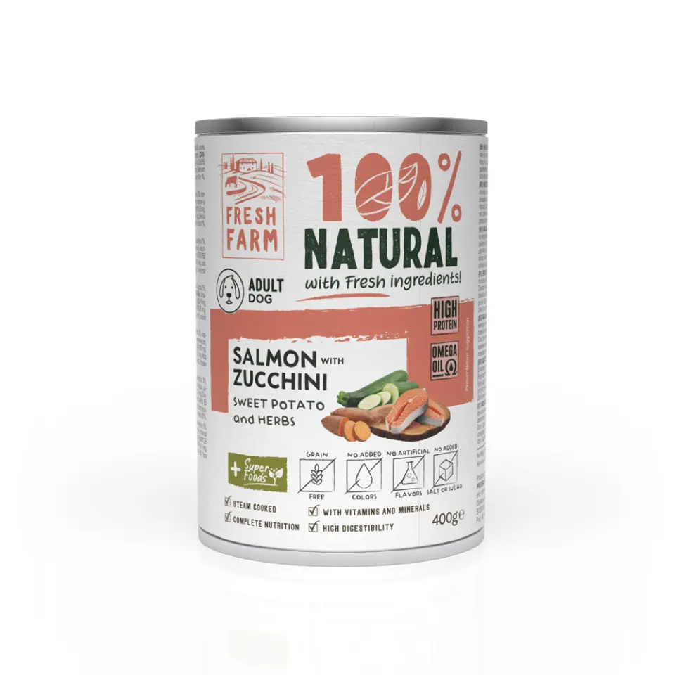 Fresh Farm Coarse pate with salmon, zucchini, sweet potatoe and herbs 400 gr