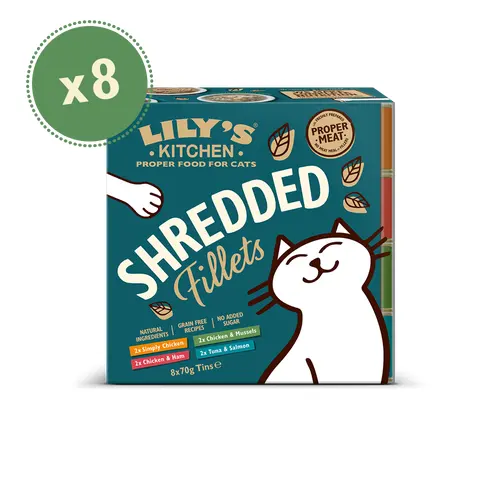 Lily's Kitchen Shredded Fillets Tins Multipack, 8x70 g