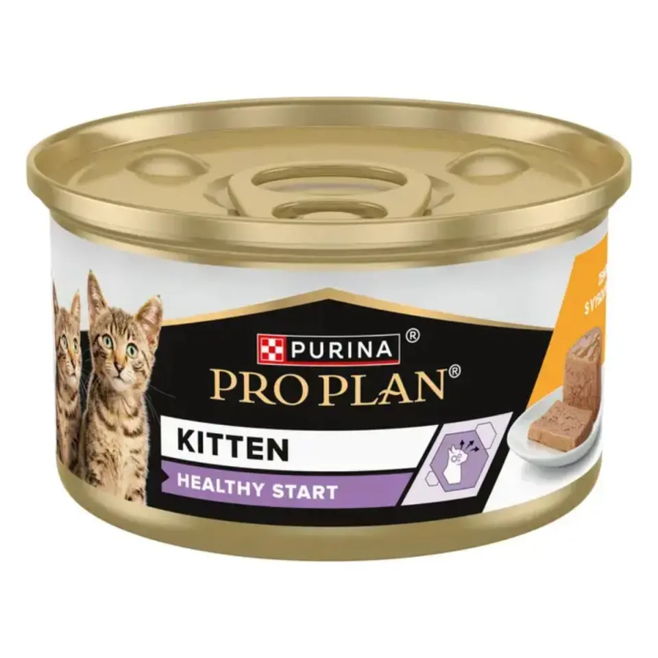 PURINA Pro Plan Healthy Start Kitten, Pui, conservă hrană umedă pisici junior, (pate), 85g