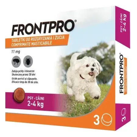 Antiparazitar extern pentru caini 2 - 4 kg Frontpro x 3 tablete