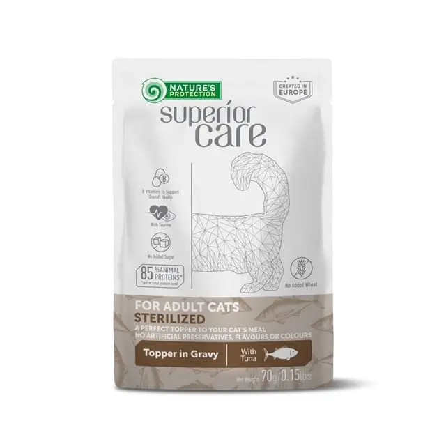 Gustari pentru pisici sterilizate, Nature's Protection, ton, 70 g