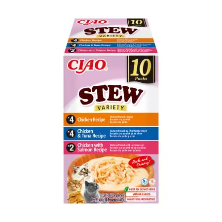 Ciao Churu Stew Variety cu Pui, Pui si Ton, Pui si Somon 10 Buc