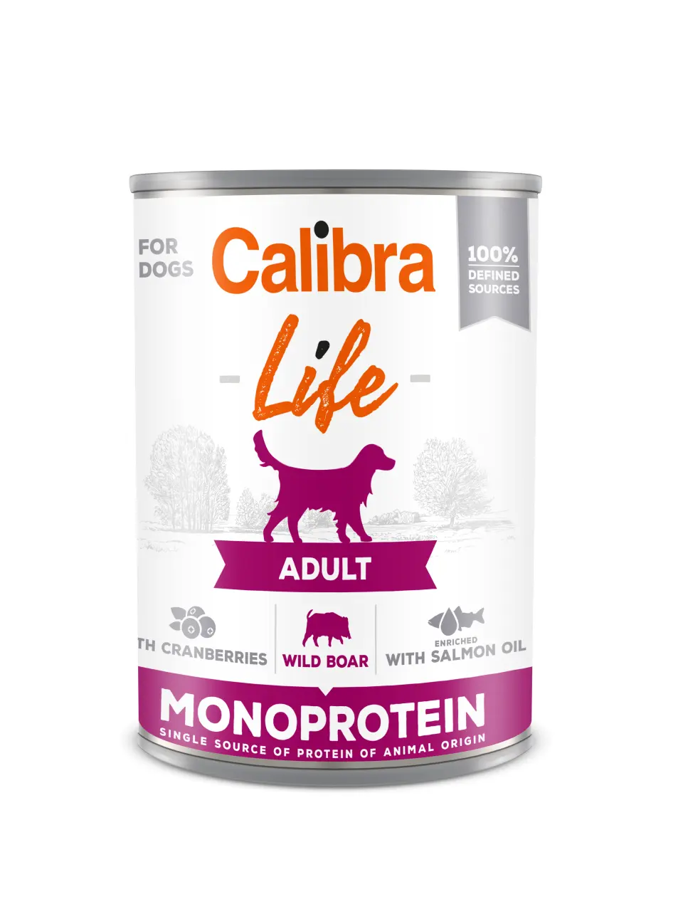 Hrana umeda caini, Calibra Dog Life Adult Wild Boar with Cranberries, 400 g