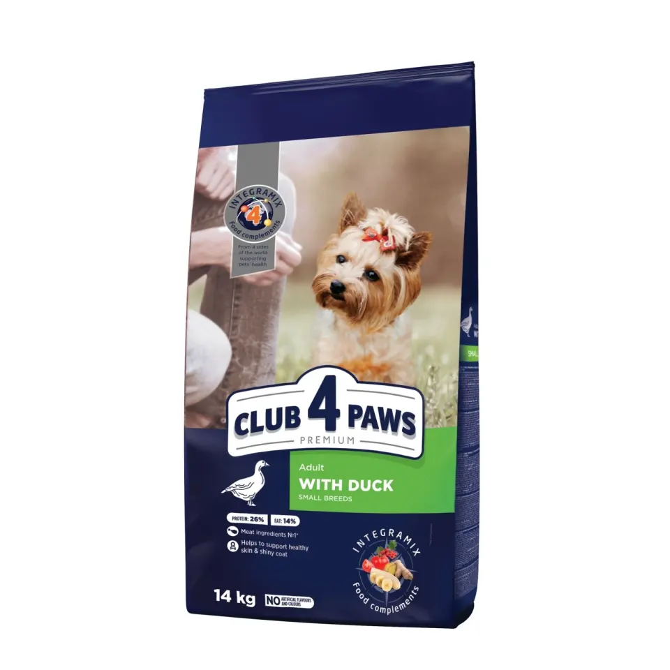 Hrana uscata premium caini, Club 4 Paws Adult Mini, Rata, 14 kg