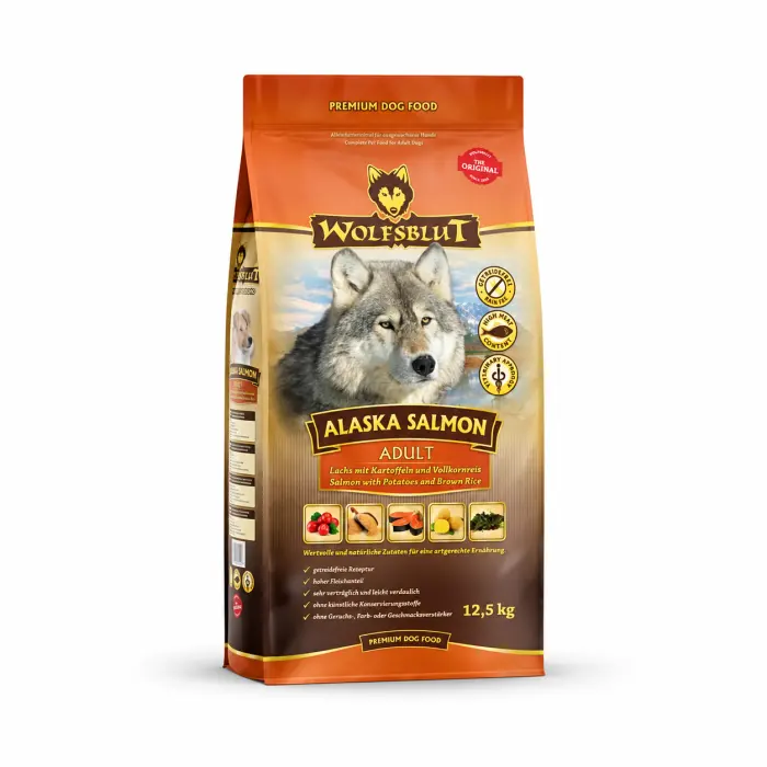 Hrana uscata pentru caini Wolfsblut Alaska Adult cu somon 12,5 kg