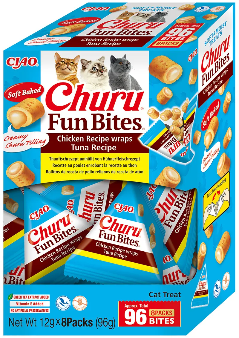 Churu Cat Fun Bites Reteta cu Pui si Ton, 8 X 12 gr