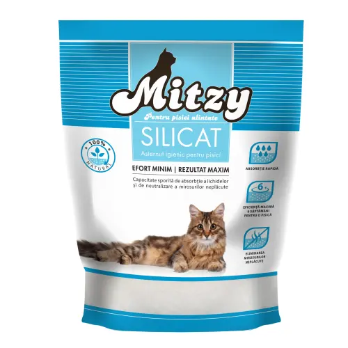 Asternut igienic pentru pisici, Mitzy Silicat, Natural, 3.8 L
