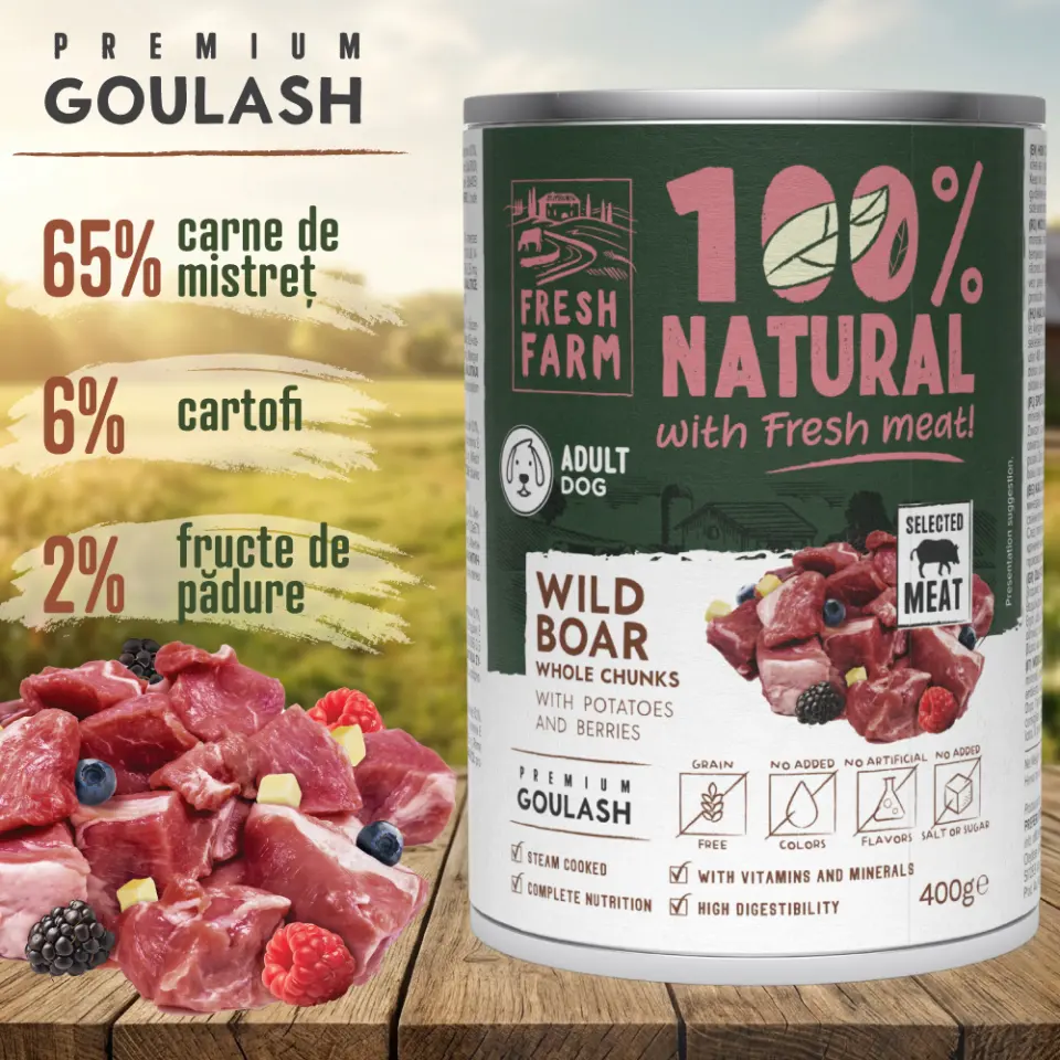 Fresh Farm Goulash with wild boar, potatoes and berries 400 gr