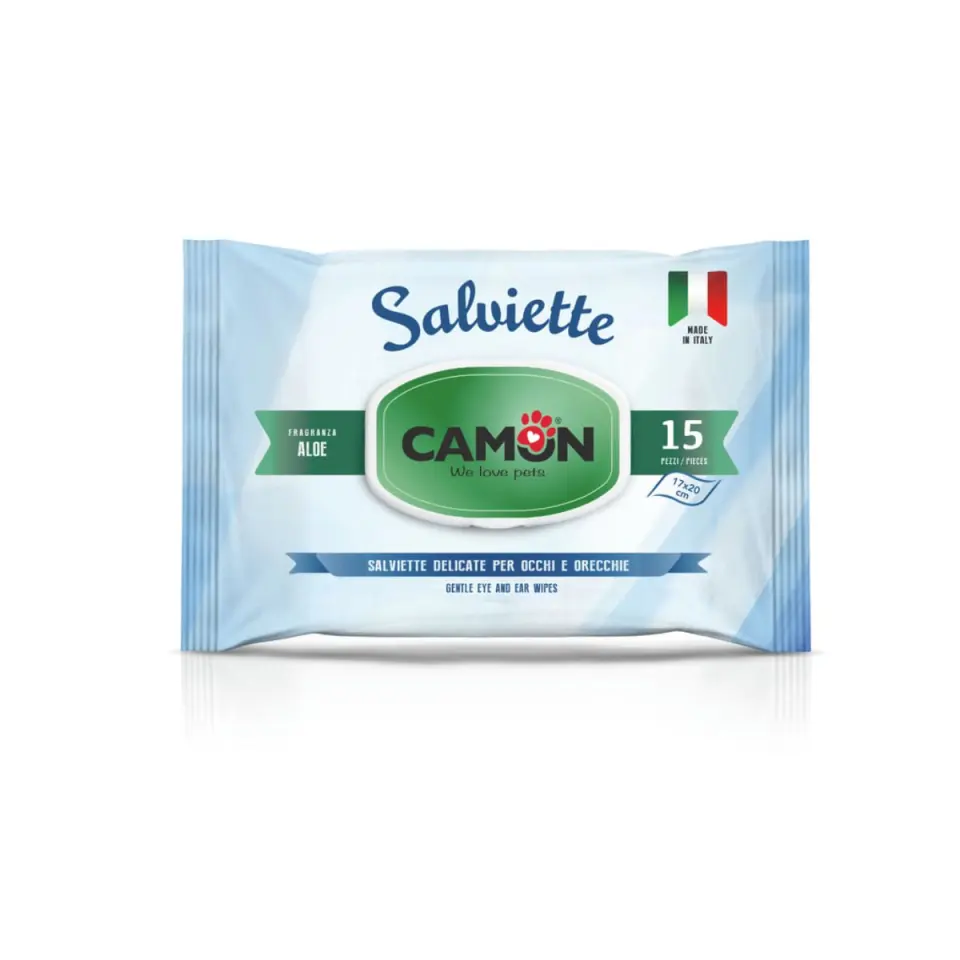 CAMON, șervețele igiena ochilor câini și pisici, Aloe Vera, 15buc