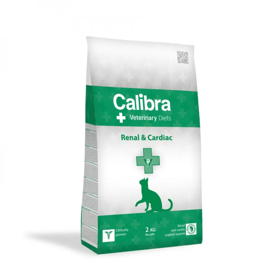 CALIBRA Veterinary Diets Renal & Cardiac, Orez și Ou, dietă veterinară, hrană uscată pisici, sistem renal, sistem cardio-vascular, 2kg