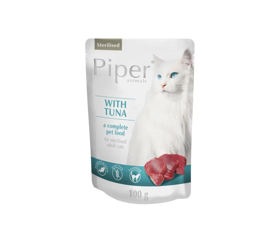 Hrana umeda PIPER CAT STERILISED, carne de ton, 100 g