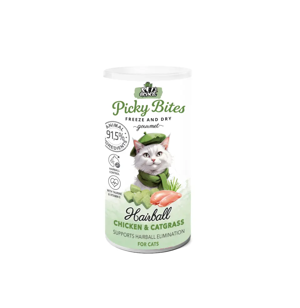 Pet, s Dessert Recompense Picky Bites Hairball cu Pui si Iarba Pisicii (Catgrass)