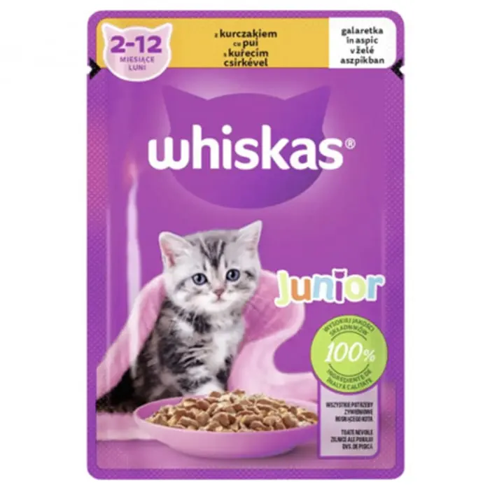 Hrana umeda pentru pisici Whiskas Junior cu pui 85 gr