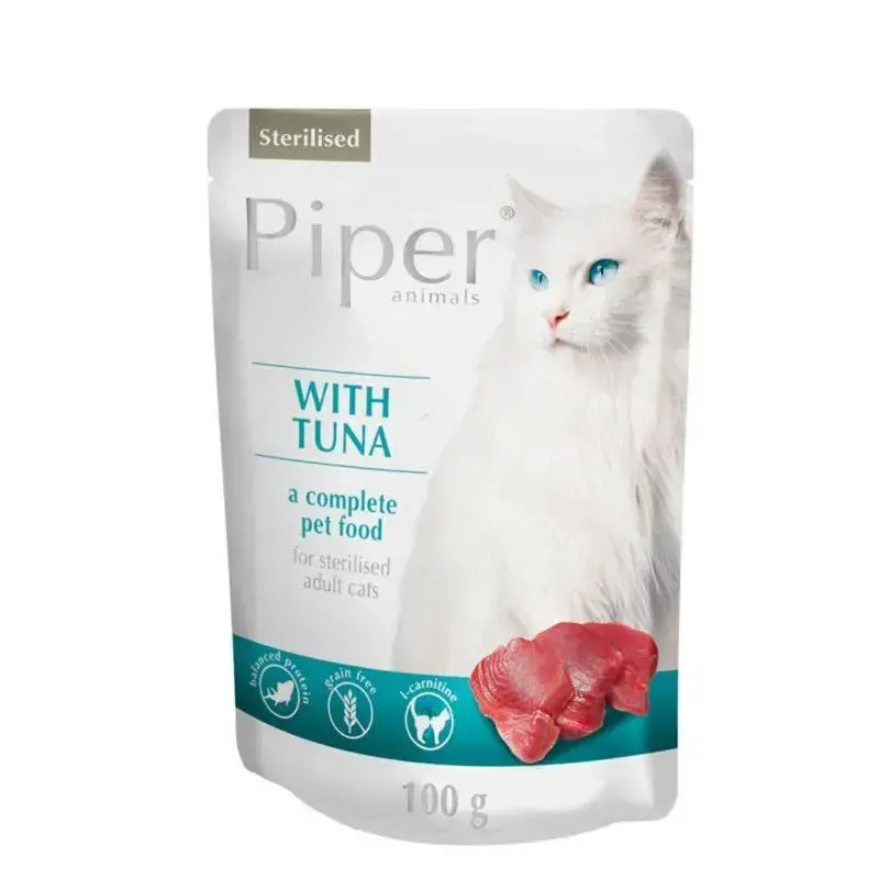 Hrana umeda pentru pisici Piper Adult Sterilised cu ton 100 gr