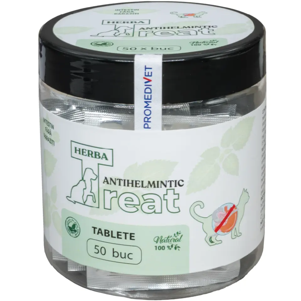 Herba-Treat tablete pisici antihelmintic cutii 50 tbl*0.3gr