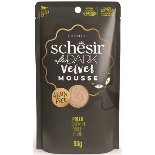 Hrana umeda pisici, Schesir After Dark Cat Velvet Mousse Pui, 80 g