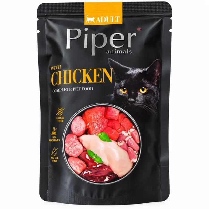 Hrana umeda pentru pisici Piper Adult cu pui 100 gr