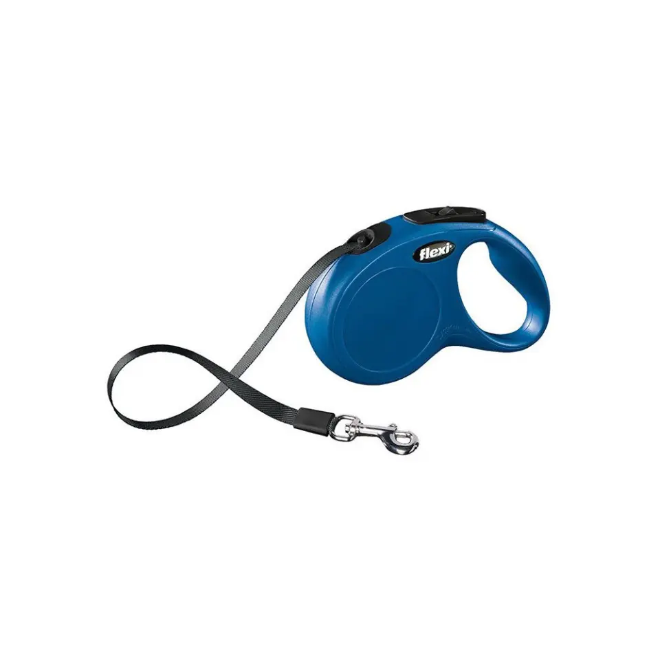 Lesa retractabila Flexi, albastra, pentru caini cu greutate de pana la 50 kg, lungime 5 m