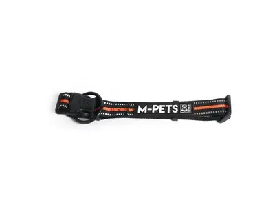 Zgarda caini M-Pets, portocalie si neagra, ajustabila, 30-40 cm x 2 cm