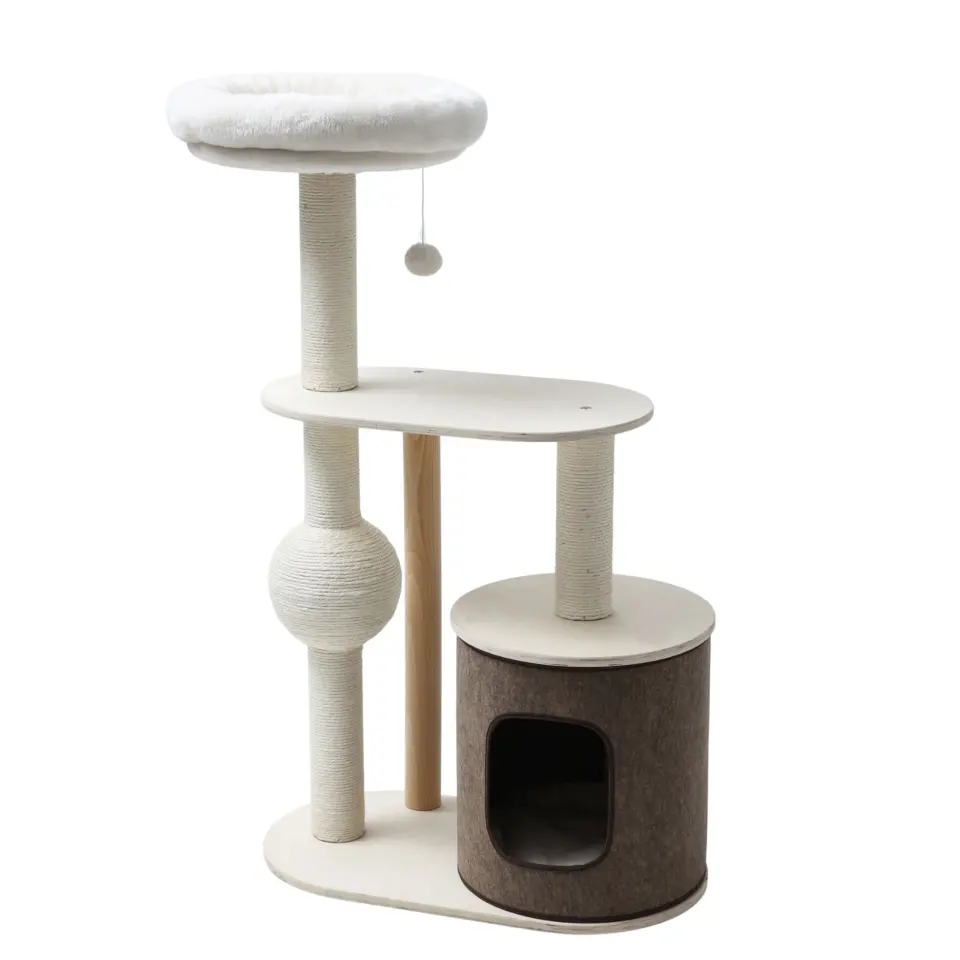 Ansamblu de joaca pisici, Meraki Home, Ivory Haven, 70 x 39 x 118 cm