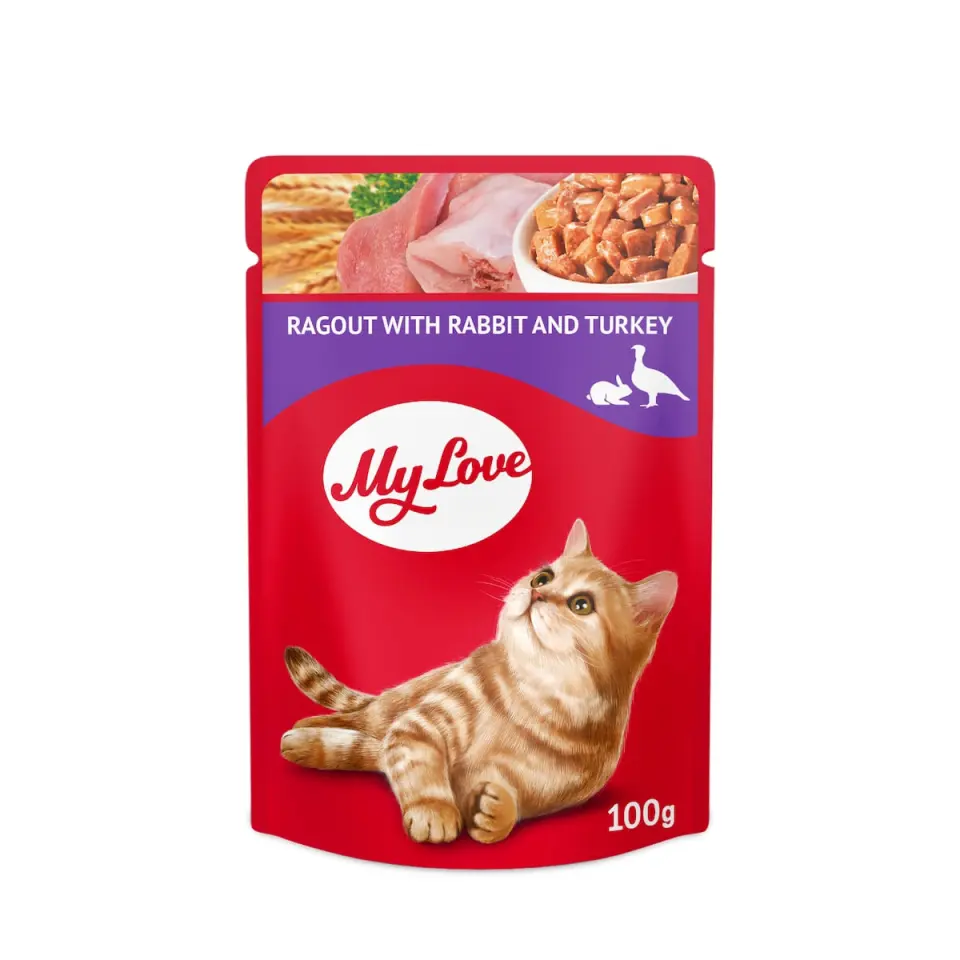 MY LOVE, Iepure și Curcan, hrană umedă pisici, (în sos)