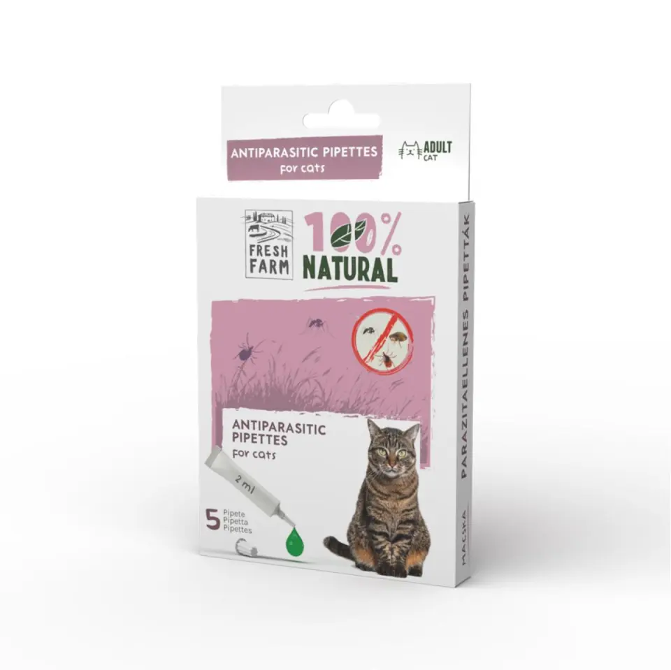 FRESH FARM, deparazitare externă naturală pisici, pipetă repelentă, 2ml x 5buc