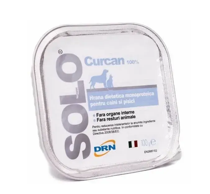 Hrana dietetica monoproteica pentru caini pisici Solo cu curcan 100 gr