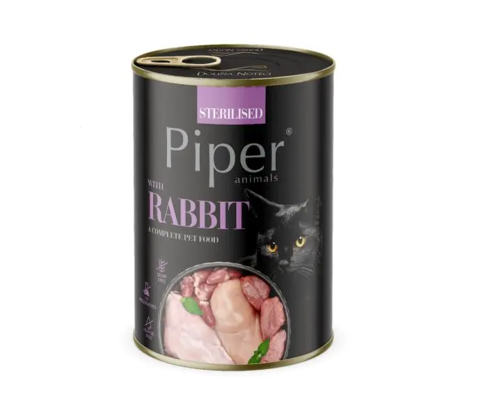 Hrana umeda pentru pisici, Piper Cat Sterilised, carne de iepure, 400 g