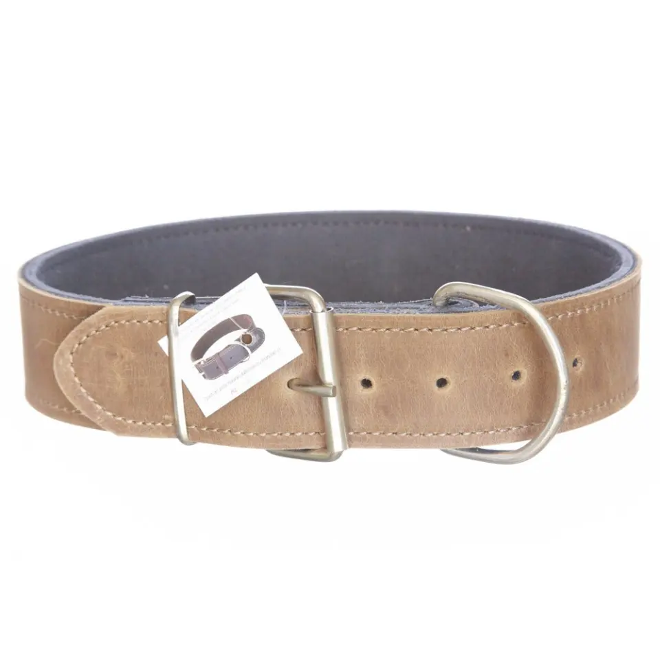 Zgarda din piele, maro, grosime dubla, 5 cm x 80 cm