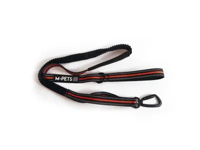 Lesa textila pentru caini, portocalie si neagra, antiderapanta, lungime 1.5 m, pentru caini cu greutate de pana la 25 kg