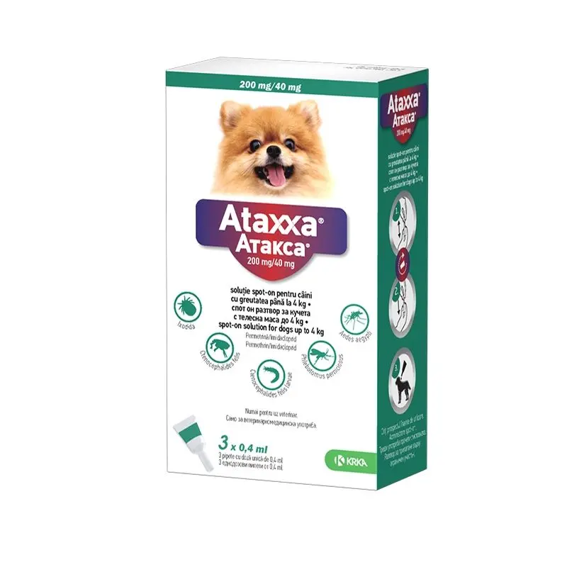 Ataxxa Dog, pipete antiparazitare pentru caini de talie foarte mica
