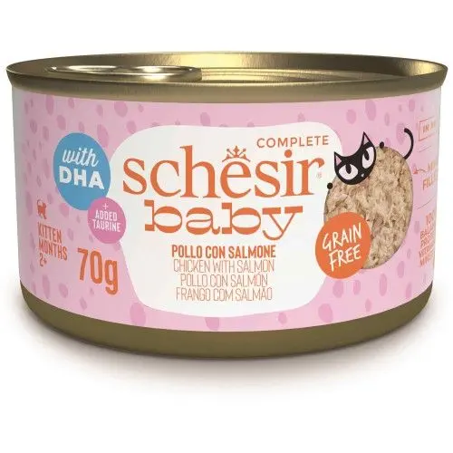 Hrana umeda pisici, Schesir Baby Cat Pui si Somon, 70 g