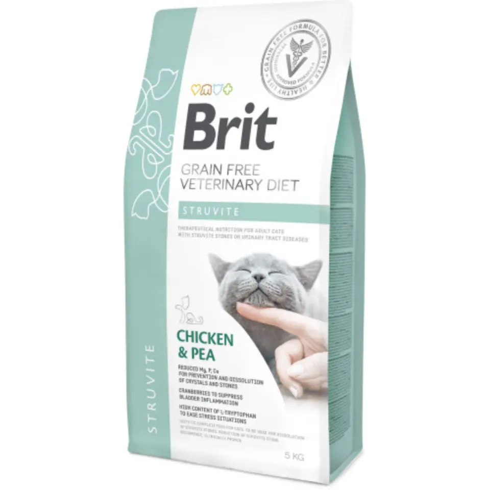 BRIT VD Struvite, Pui, dietă veterinară, hrană uscată fără cereale pisici, sistem urinar, 5kg